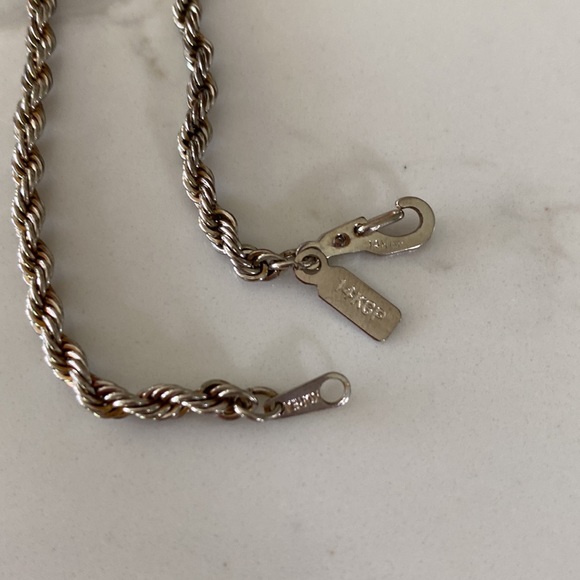 Vintage 14k white gold plated rope chain bracelet - Picture 2 of 2